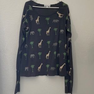 Safari Print Long Sleeve Top size L